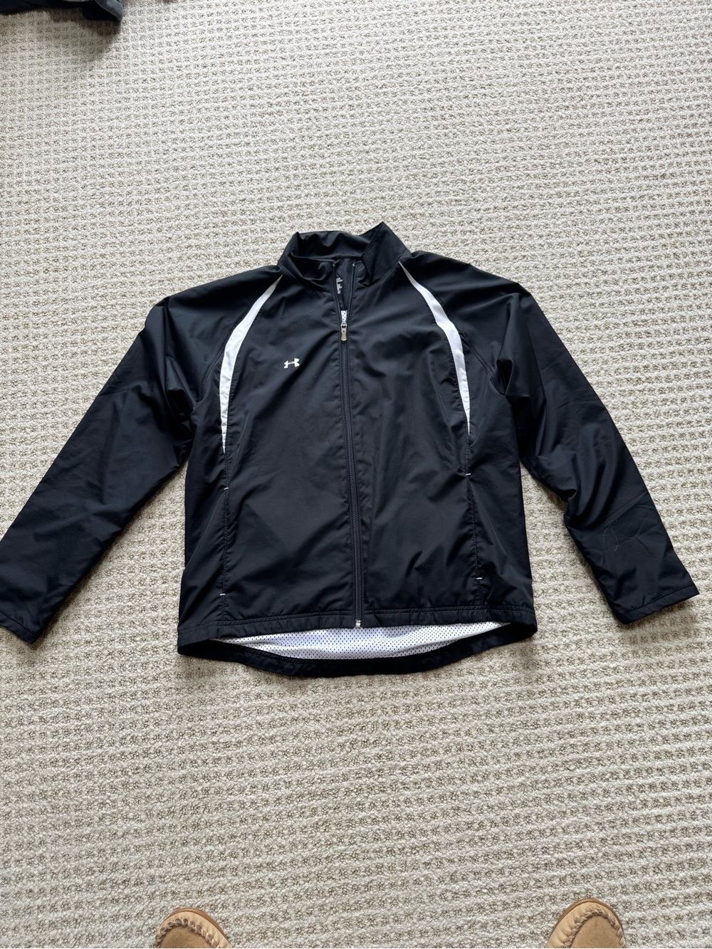 Under Armour Black Jacket with White Logo and Mesh Lining